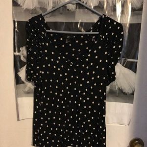H & M black and white polka dot top